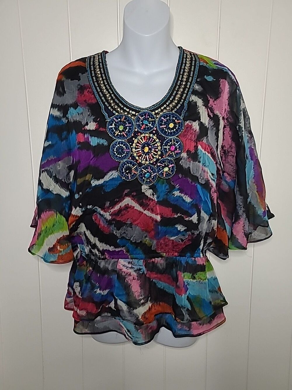 Calessa Top Women Small Boho Fairy Artsy Embellished Whimsical